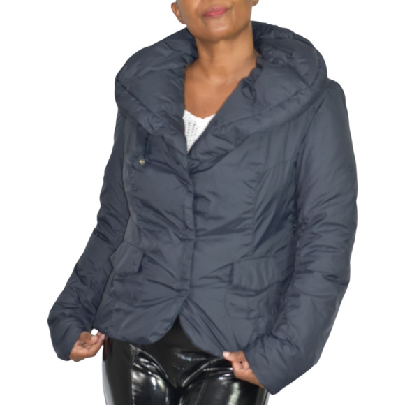 ADD Puffer Jacket Funnel Neck Black Goose Down Short Padded Puffy Winter Coat 8 - Picture 10 of 16